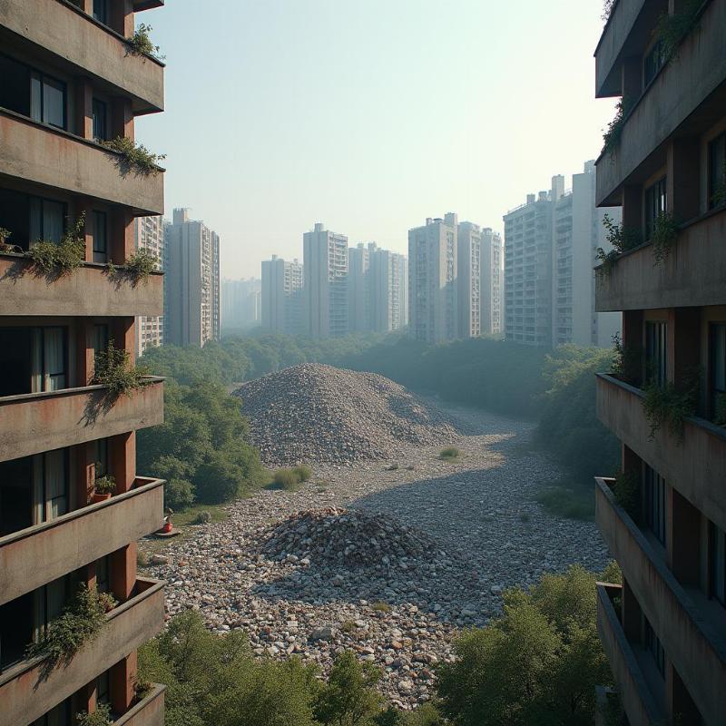 Ban công nhìn ra bãi rác hoặc công trình bỏ hoang làm giảm năng lượng phong thủy ngôi nhà