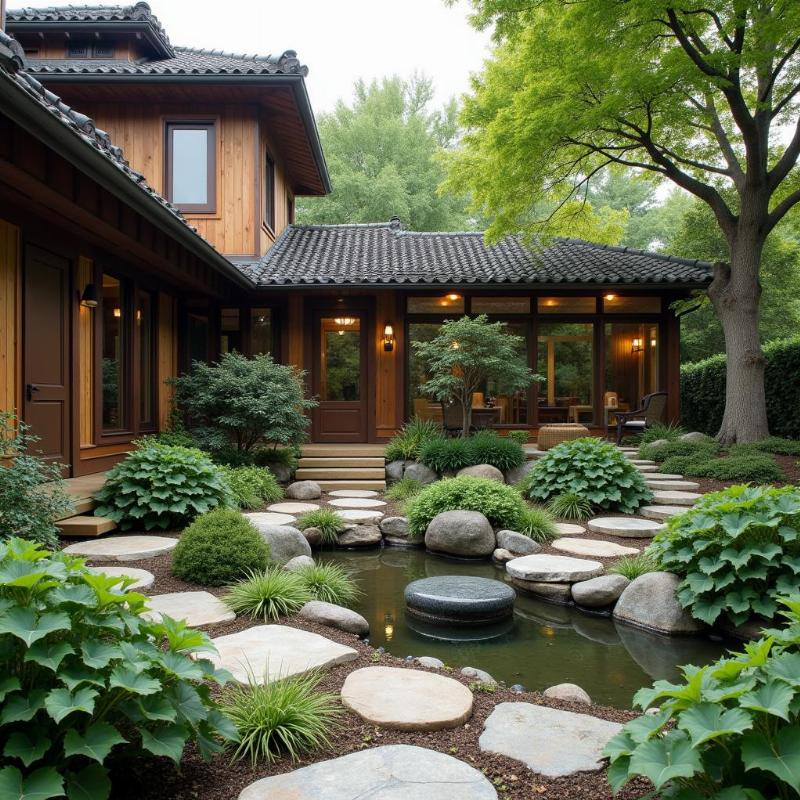 Giải pháp hóa giải phong thủy nhà hình chữ T bằng tiểu cảnh và bố trí phòng hợp lý