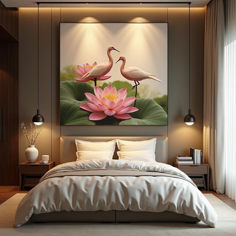 Cách treo tranh phong thủy phòng ngủ đem lại giấc ngủ an lành và gắn kết tình cảm