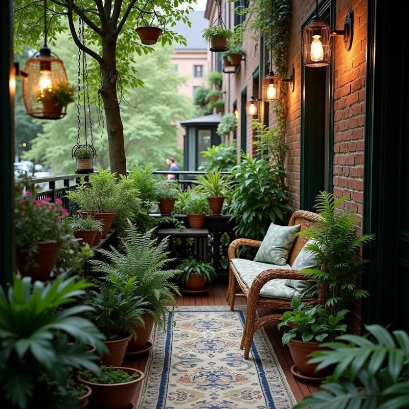 Ban công hướng Bắc thoáng mát, nhiều cây xanh, phù hợp với người mệnh Thủy và Kim nếu biết cân bằng ánh sáng