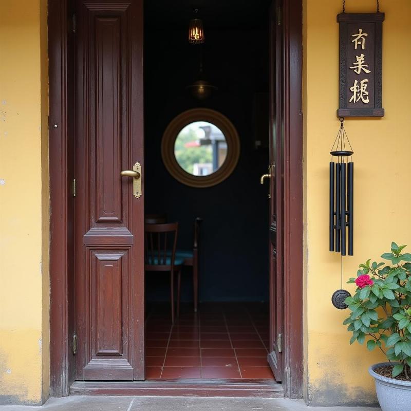 Treo gương bát quái và chuông gió để hóa giải nhà gần bệnh viện hoặc nghĩa trang