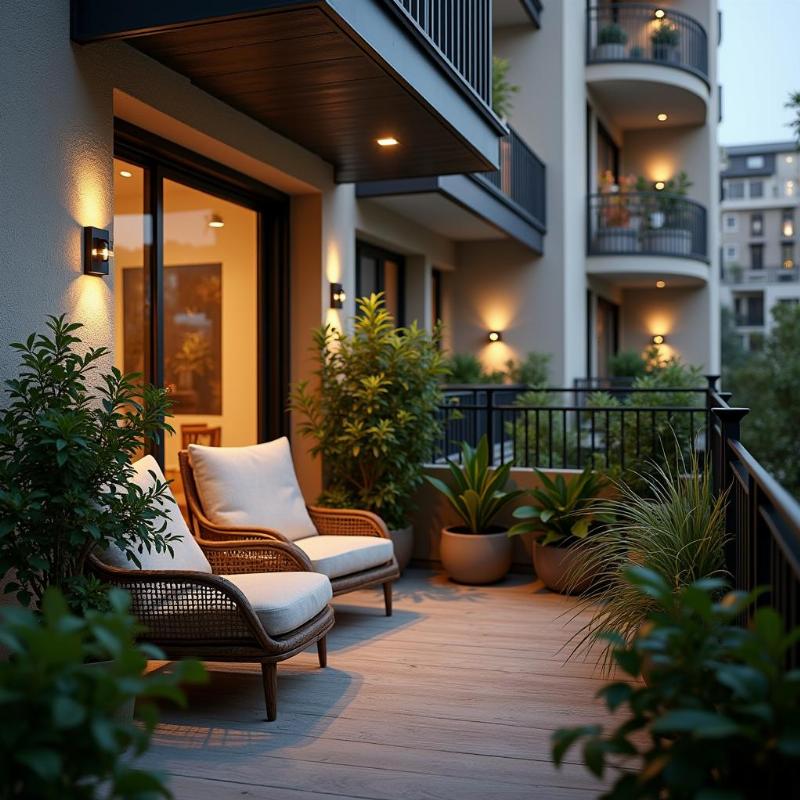 Ban công chung cư phong thủy tốt với cây xanh, ánh sáng hài hòa và không gian sạch sẽ