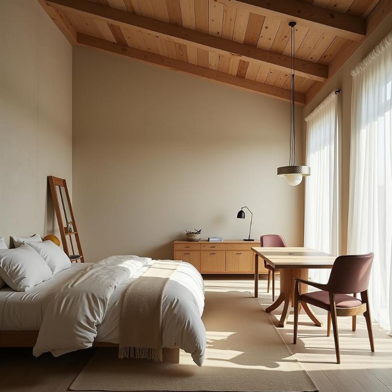 Xà ngang đè lên giường hoặc bàn ăn tạo cảm giác nặng nề và ảnh hưởng tinh thần