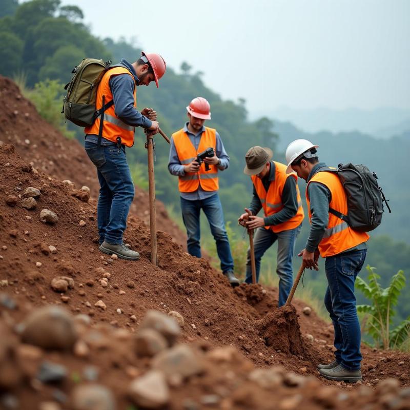 Khảo sát địa chất đất dốc trước khi xây nhà